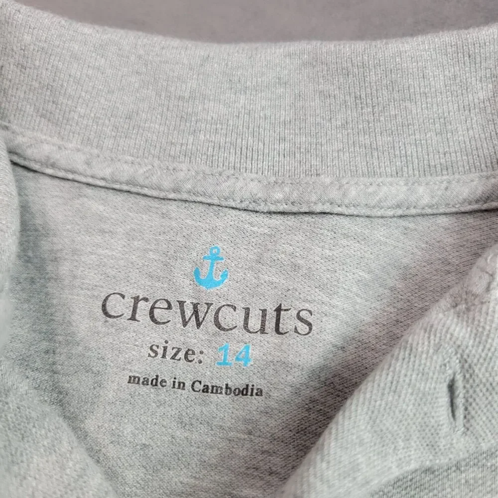 Crewcuts Shirt‎ Boys 14 Grey Solid 100% Cotton Long Sleeve Uniform Collared Top